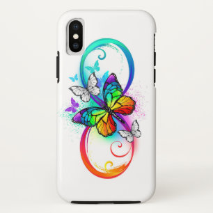 Bright infinity with rainbow butterfly iPhone x case