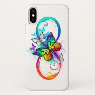 Bright infinity with rainbow butterfly iPhone x case