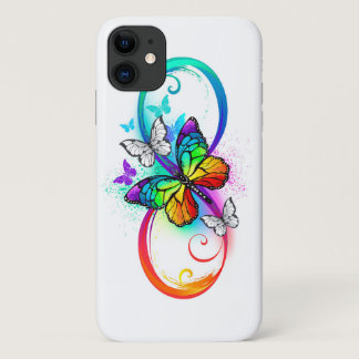 Bright infinity with rainbow butterfly iPhone 11 case