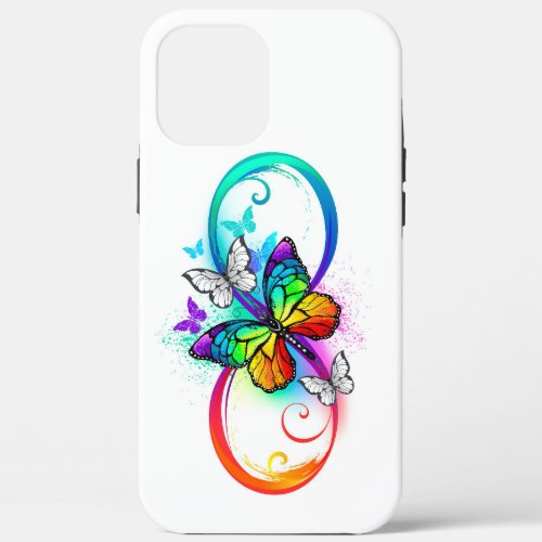 Bright infinity with rainbow butterfly  iPhone 12 pro max case