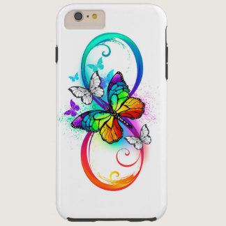 Bright infinity with rainbow butterfly tough iPhone 6 plus case