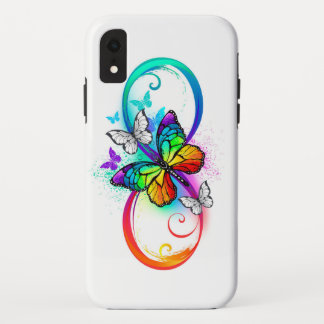 Bright infinity with rainbow butterfly iPhone XR case