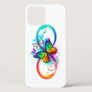 Bright infinity with rainbow butterfly iPhone 12 case