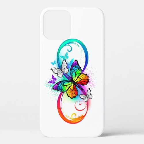 Bright infinity with rainbow butterfly iPhone 12 case