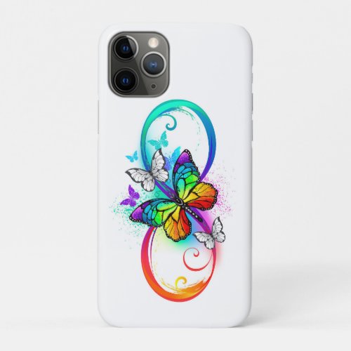 Bright infinity with rainbow butterfly iPhone 11 pro case