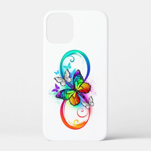 Bright infinity with rainbow butterfly  iPhone 12 mini case