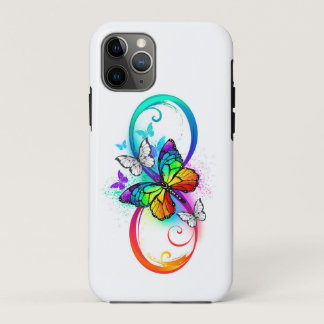 Bright infinity with rainbow butterfly  iPhone 11 pro case