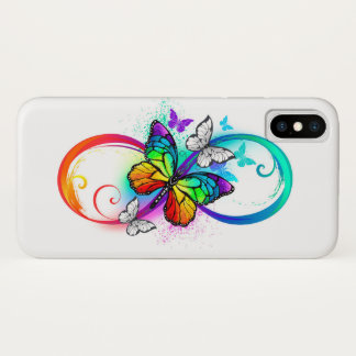 Bright infinity with rainbow butterfly iPhone XS case