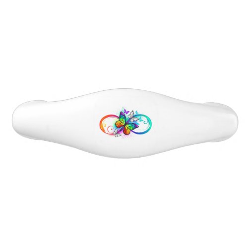 Bright infinity with rainbow butterfly ceramic drawer pull