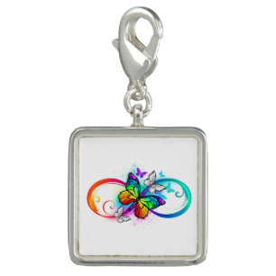 Bright infinity with rainbow butterfly charm