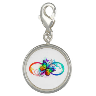 Bright infinity with rainbow butterfly charm