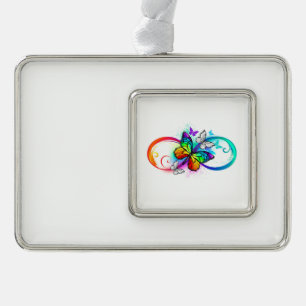 Bright infinity with rainbow butterfly christmas ornament