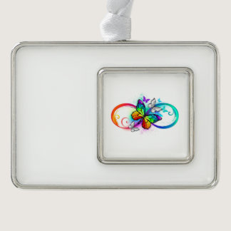 Bright infinity with rainbow butterfly christmas ornament