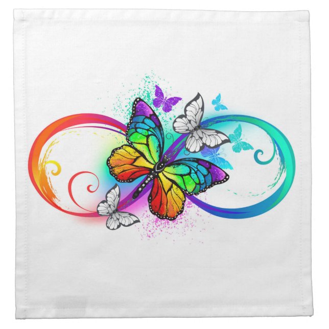 Bright infinity with rainbow butterfly cloth napkin (Front)