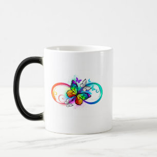 Bright infinity with rainbow butterfly color morph mug