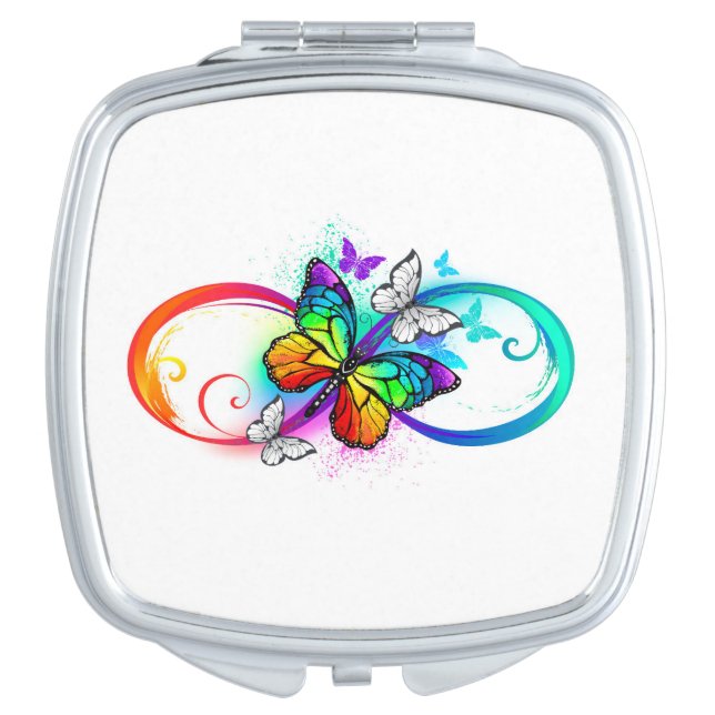 Bright infinity with rainbow butterfly compact mirror (Front)