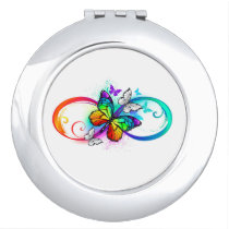 Bright infinity with rainbow butterfly compact mirror
