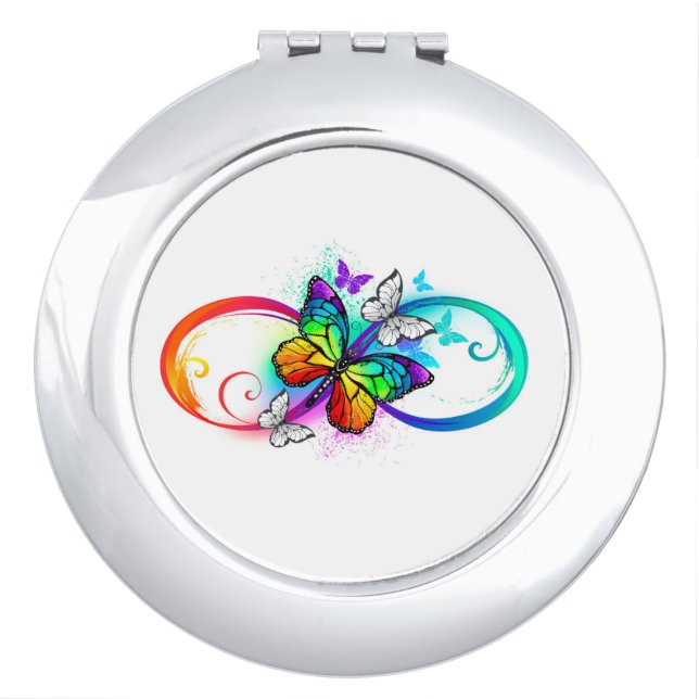 Bright infinity with rainbow butterfly compact mirror (Front)