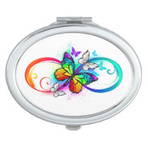 Bright infinity with rainbow butterfly  compact mirror