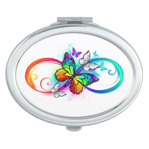Bright infinity with rainbow butterfly compact mirror