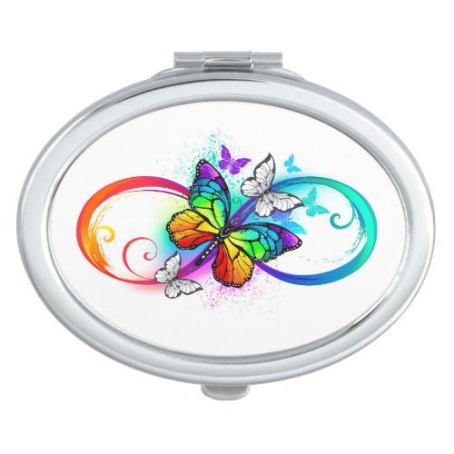 Bright infinity with rainbow butterfly  compact mirror