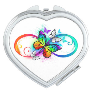 Bright infinity with rainbow butterfly compact mirror
