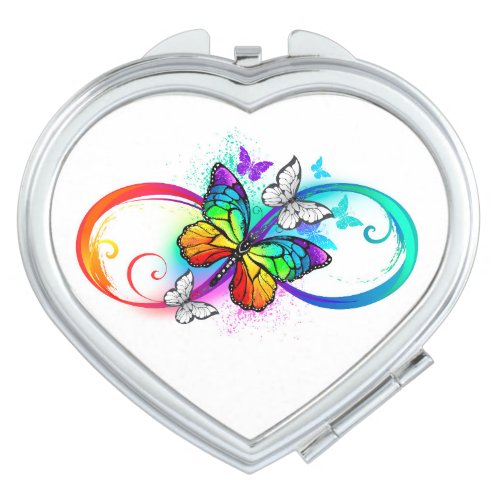 Bright infinity with rainbow butterfly compact mirror