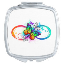 Bright infinity with rainbow butterfly compact mirror