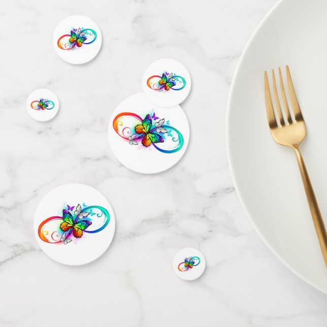 Bright infinity with rainbow butterfly confetti (Group)