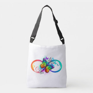 Bright infinity with rainbow butterfly crossbody bag