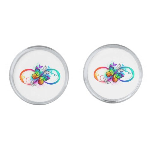 Bright infinity with rainbow butterfly cufflinks