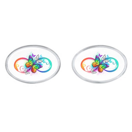 Bright infinity with rainbow butterfly cufflinks