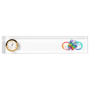 Bright infinity with rainbow butterfly desk name plate