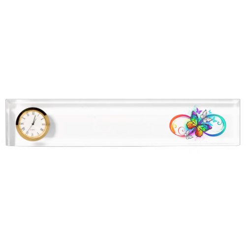 Bright infinity with rainbow butterfly desk name plate