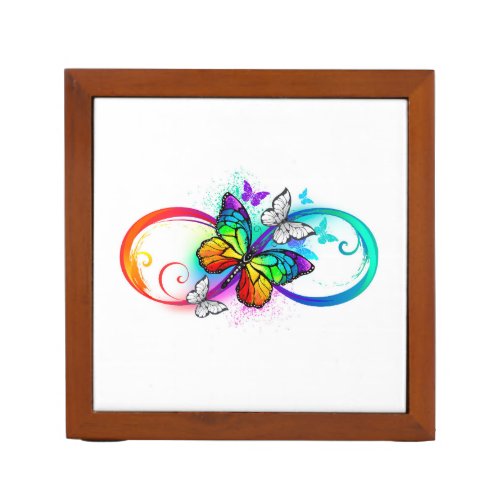 Bright infinity with rainbow butterfly desk organizer