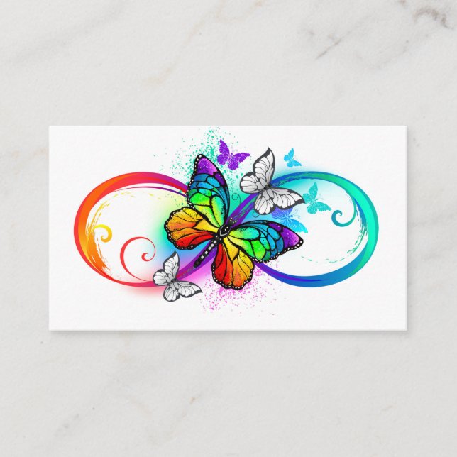 Bright infinity with rainbow butterfly discount card (Front)