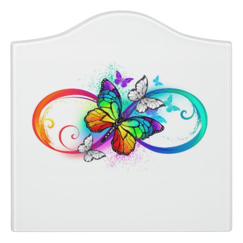 Bright infinity with rainbow butterfly door sign