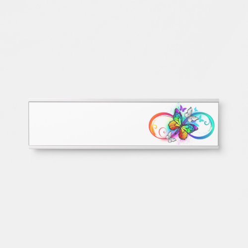 Bright infinity with rainbow butterfly  door sign