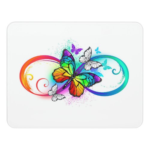 Bright infinity with rainbow butterfly door sign