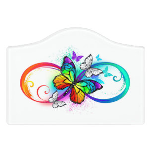 Bright infinity with rainbow butterfly door sign