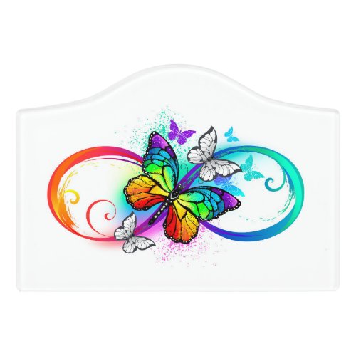 Bright infinity with rainbow butterfly door sign