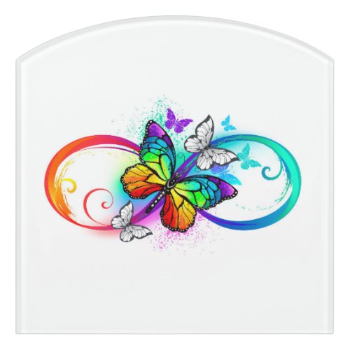 Bright infinity with rainbow butterfly door sign