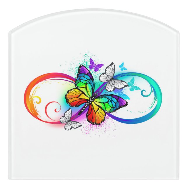 Bright infinity with rainbow butterfly door sign (Contour Front)