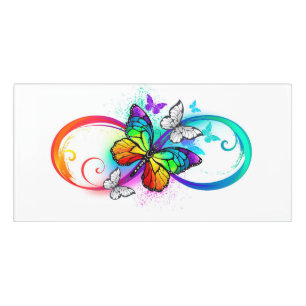 Bright infinity with rainbow butterfly door sign