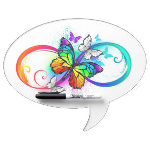 Bright infinity with rainbow butterfly dry erase board