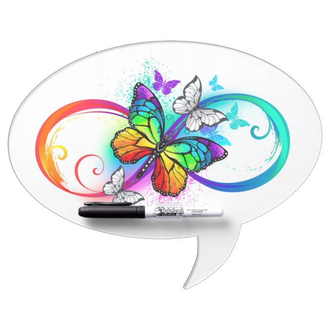 Bright infinity with rainbow butterfly dry erase board (Front)