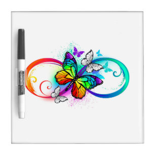 Bright infinity with rainbow butterfly dry erase board