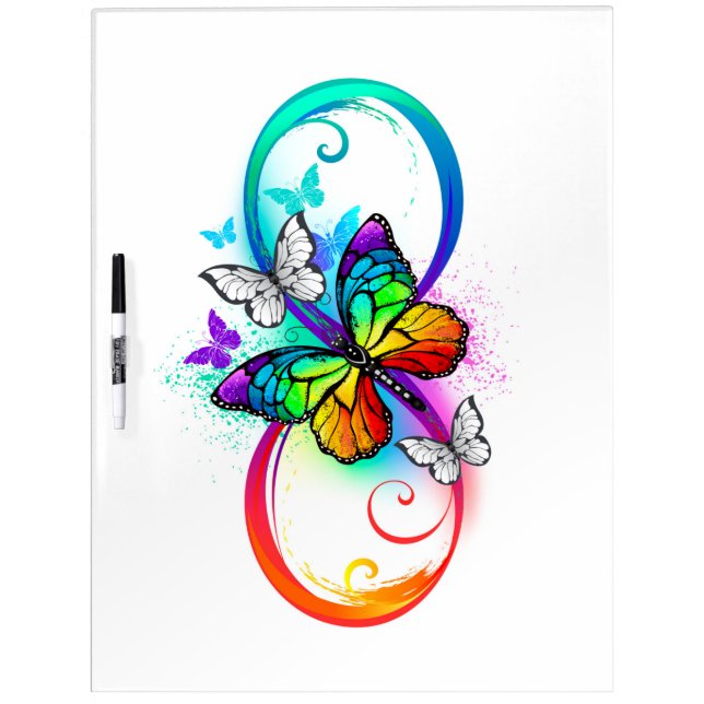 Bright infinity with rainbow butterfly  dry erase board (Front)