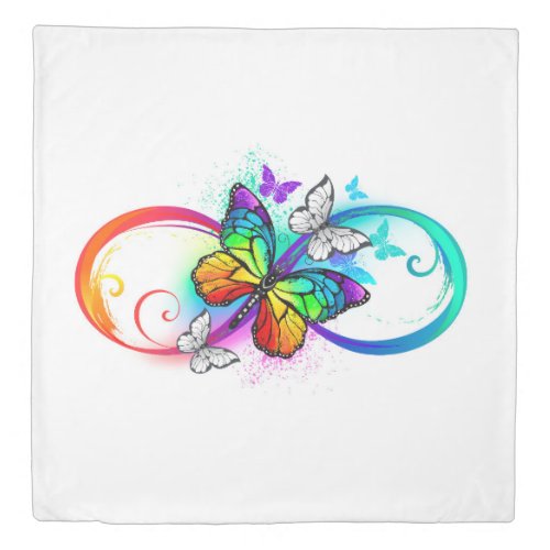 Bright infinity with rainbow butterfly duvet cover