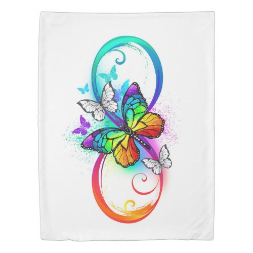 Bright infinity with rainbow butterfly duvet cover